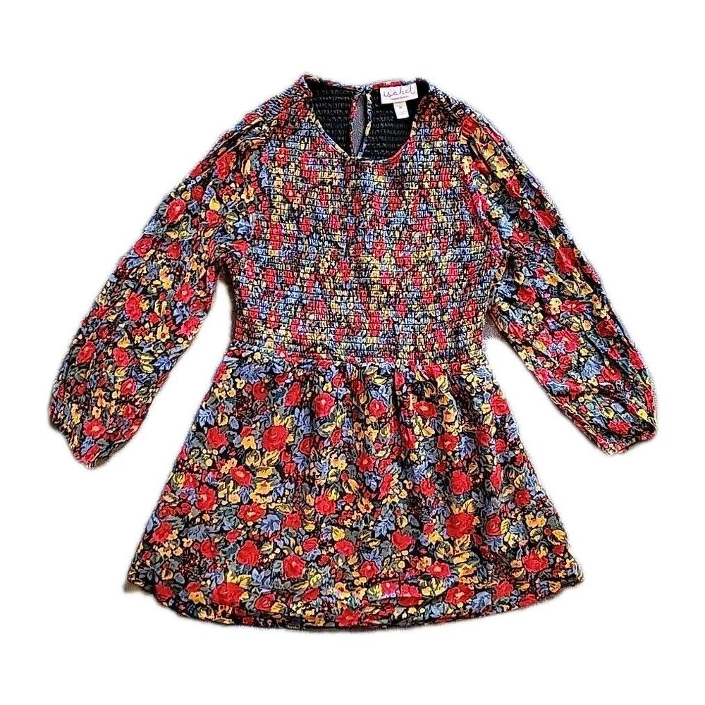 Isabel Blouse Women's Boho Floral Peasant Maternity  Medium Smocked Long Sleeve